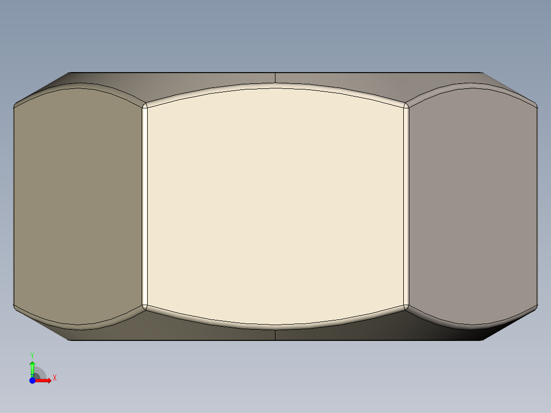紧固件-STEP Raw Steel Nut 1.000前视图