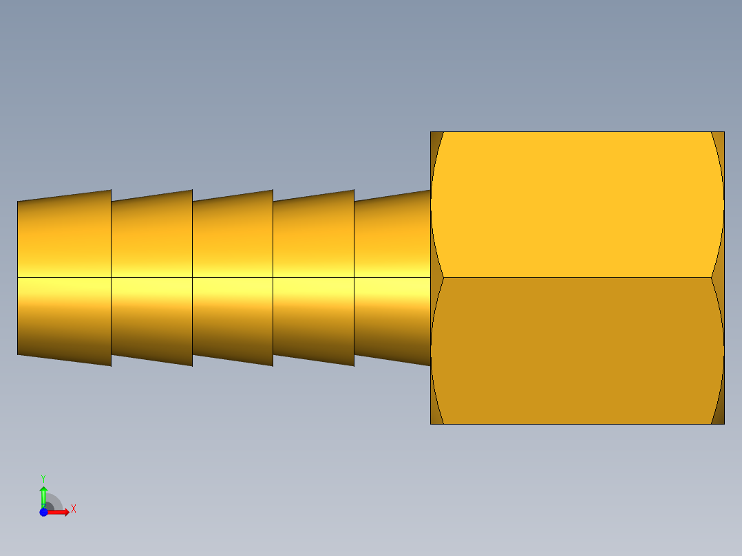倒齿式工业管接头Hose Barb to Female Pipe 126HBL-6-4前视图