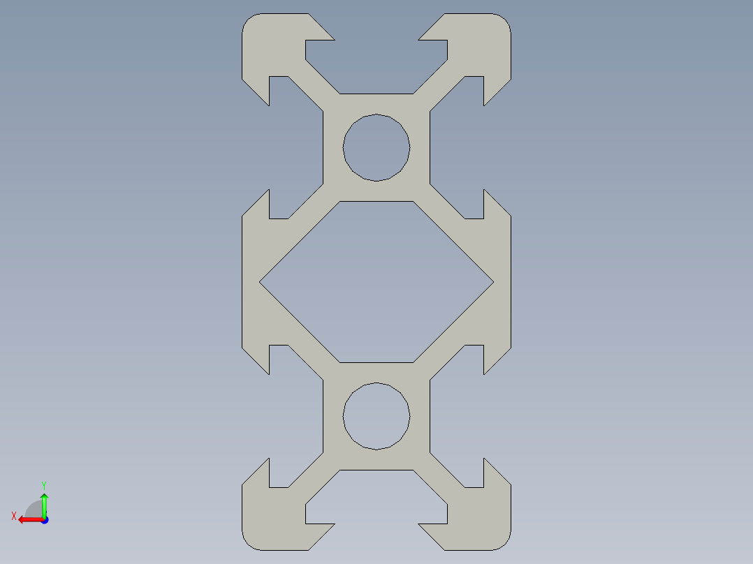 铝制结构型材 V 形槽 20x20mm2后视图