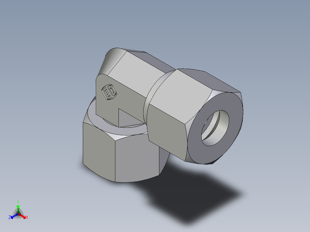 卡套式工业通用硬管接头EO_Swivel_nut_elbow_EW12ZS71主视图
