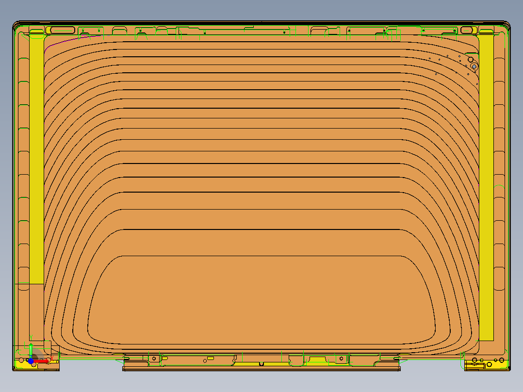 金属外壳铣内腔凹槽编程程序模型前视图