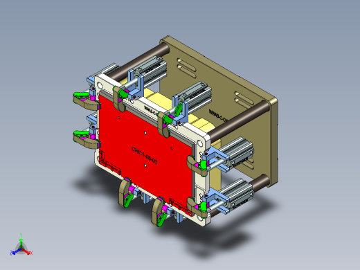 电脑外壳铣包胶槽带气缸治具模型
