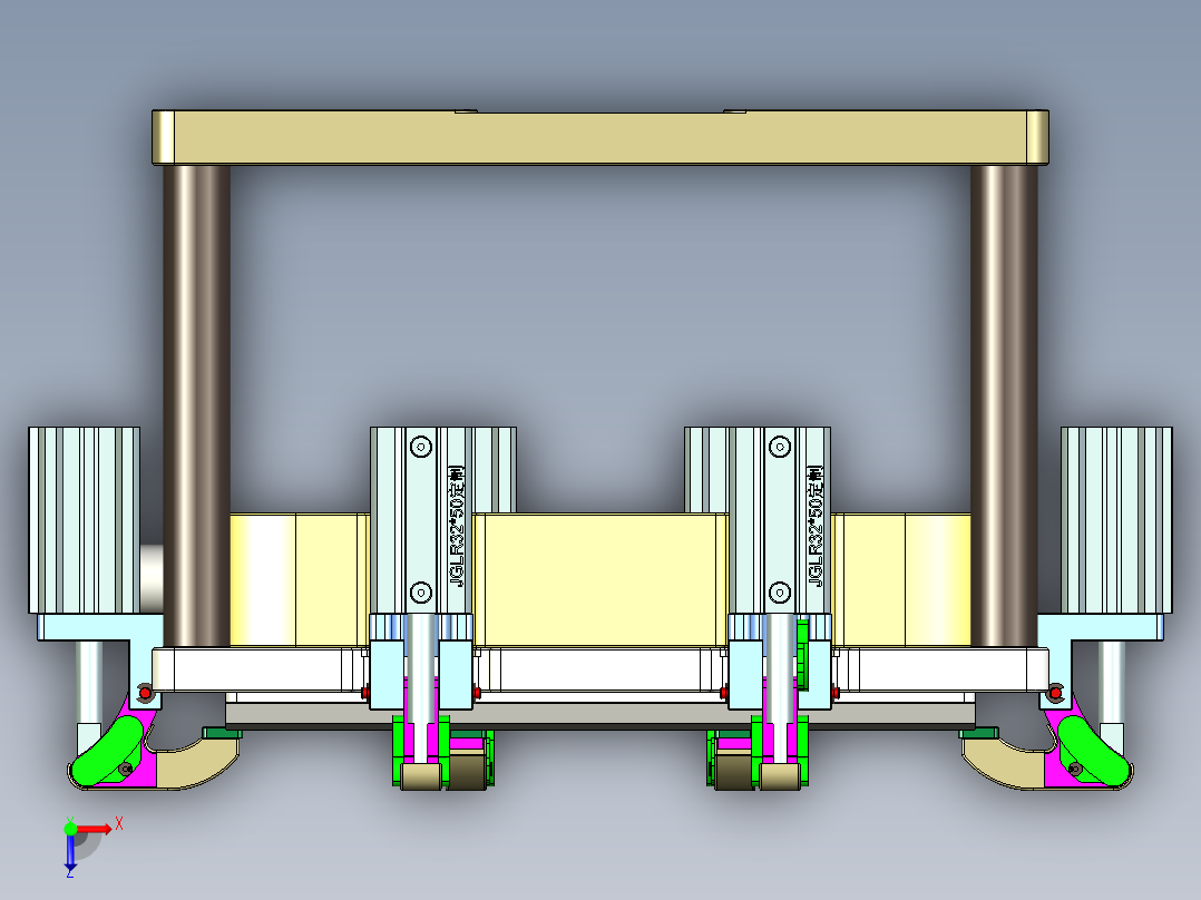 电脑外壳铣包胶槽带气缸治具模型俯视图
