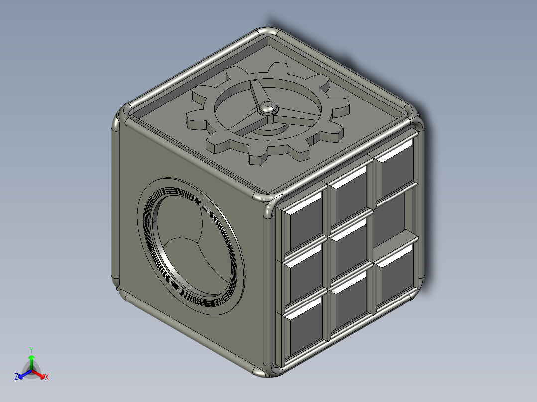 A2004978-蒸汽朋克指南针谜题盒 1正等轴测图