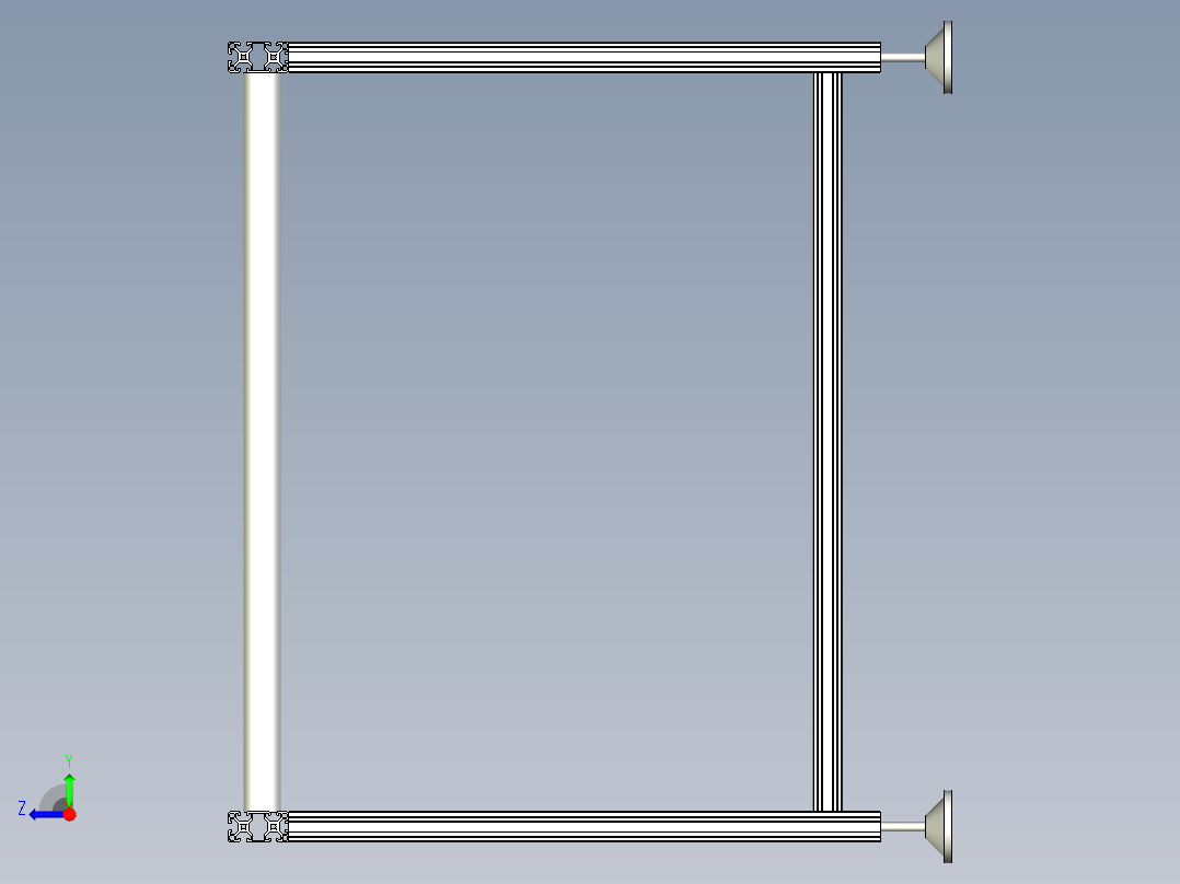 无动力滚筒线右视图