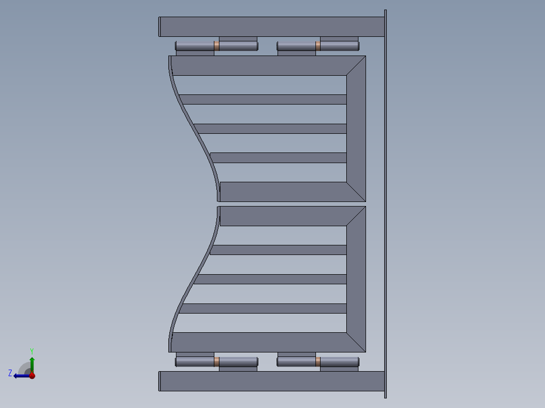 钢制院门模型右视图