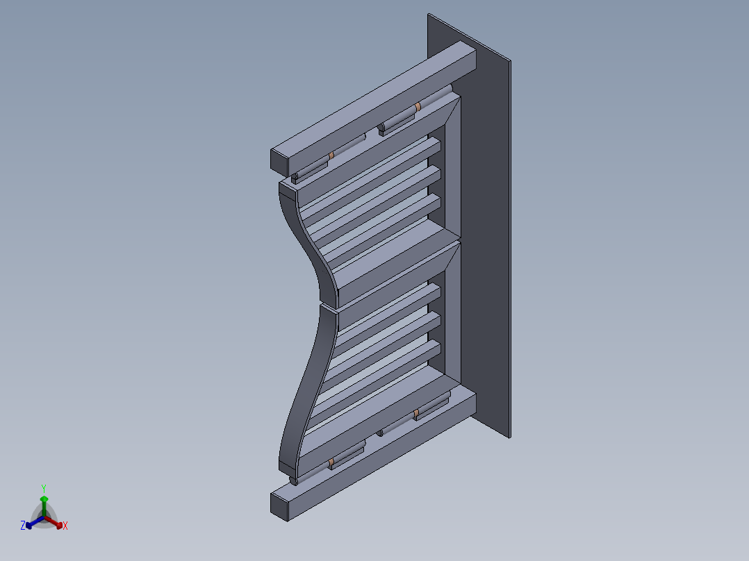 钢制院门模型正等轴测图