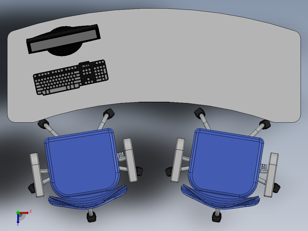 办公桌椅组合俯视图