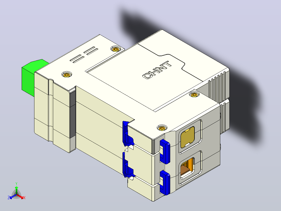 NXU-ⅡG_F 2P电涌保护器三维模型202203主视图