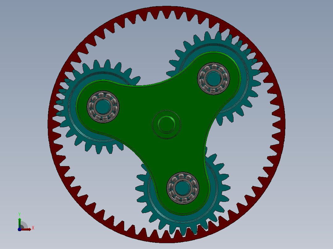 行星齿轮系统案例简易模型3D图纸 Solidworks设计前视图