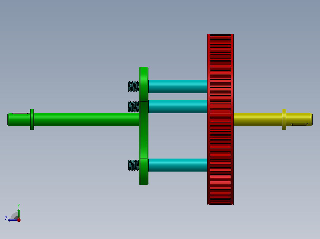 行星齿轮系统案例简易模型3D图纸 Solidworks设计右视图