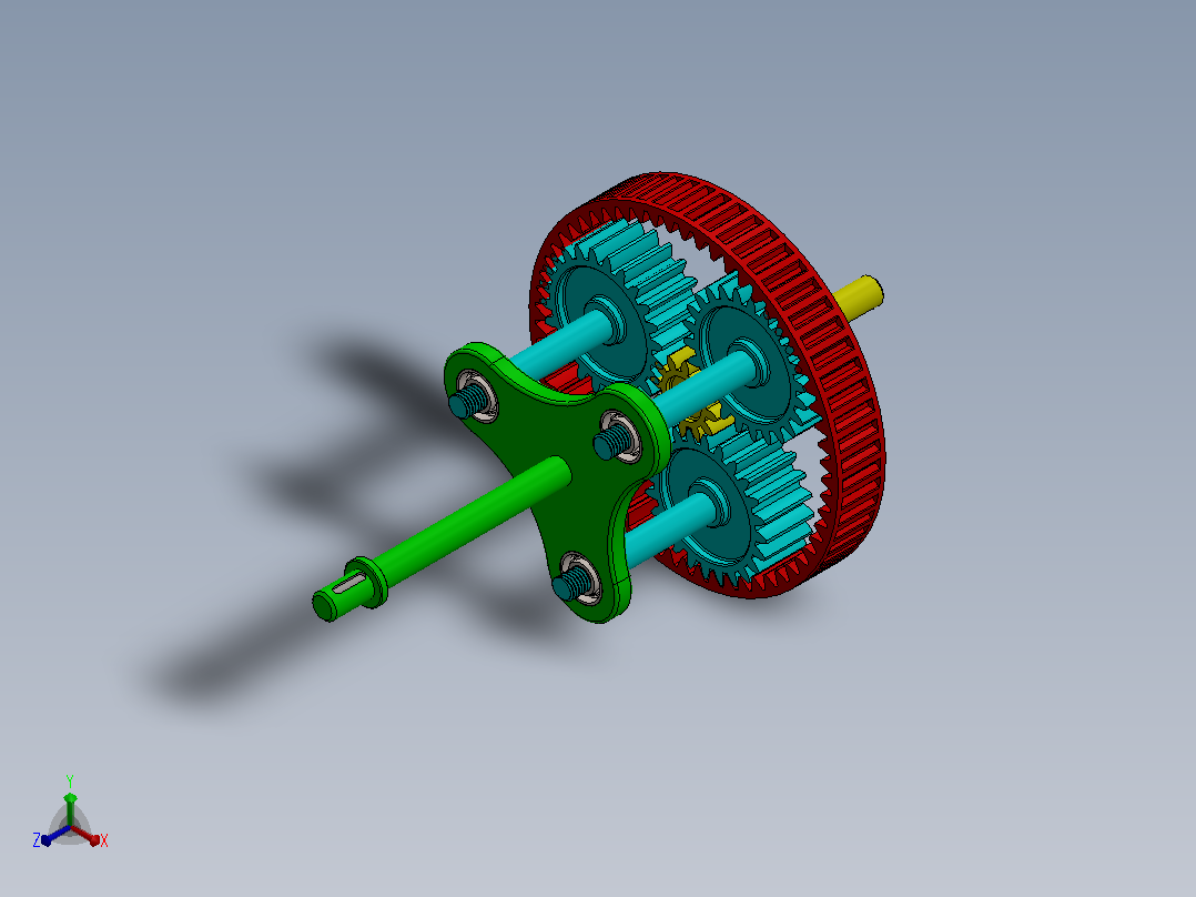 行星齿轮系统案例简易模型3D图纸 Solidworks设计正等轴测图