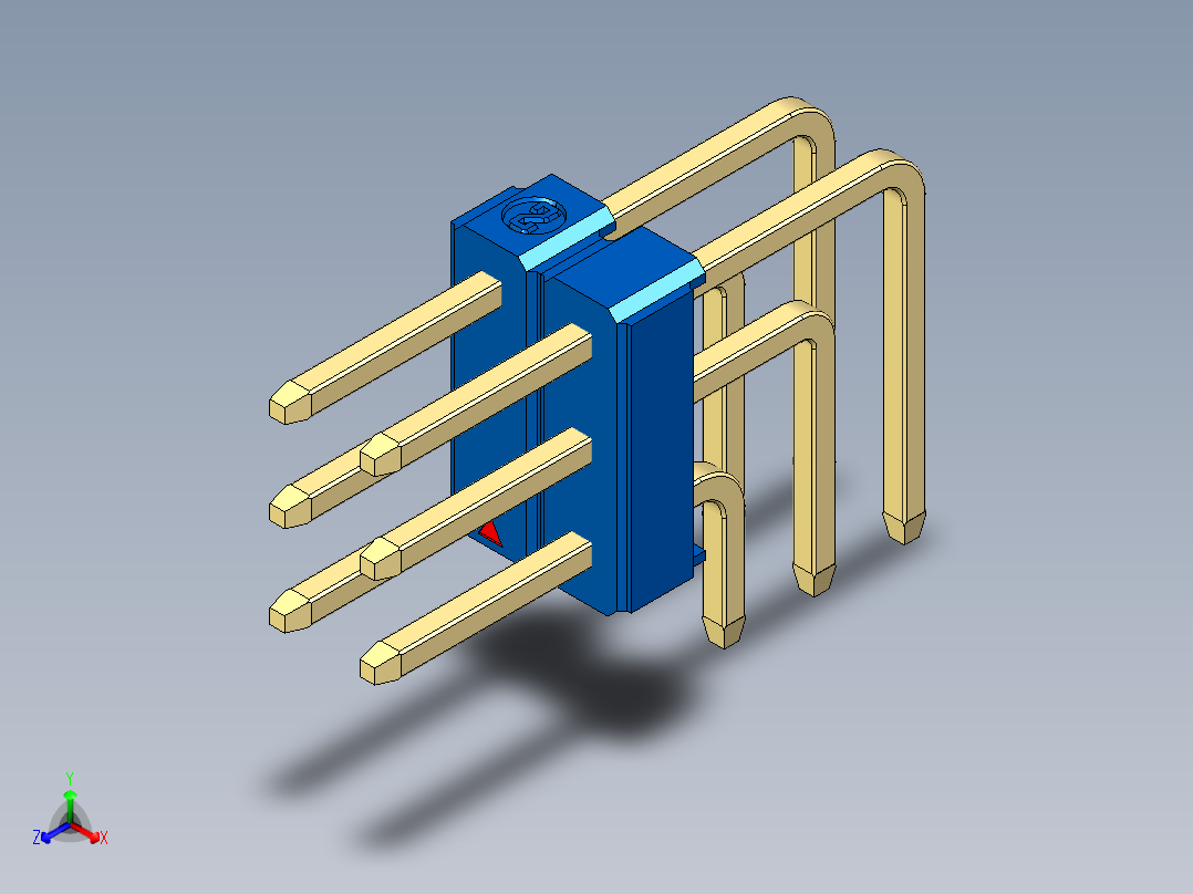 彩色公排针 100mil 2.54mm 系列-DS1022_blue_3x02p_100mil_TypeD_rev1.0主视图