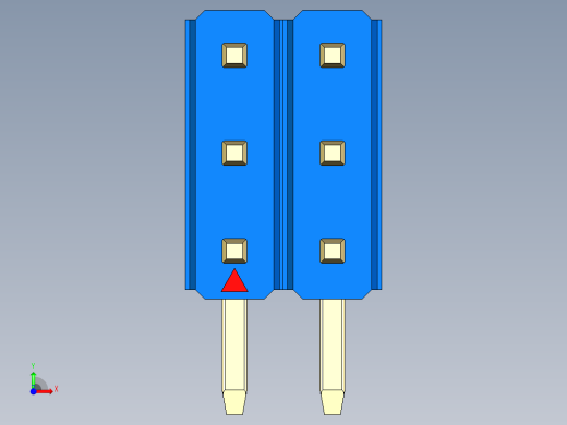 彩色公排针 100mil 2.54mm 系列-DS1022_blue_3x02p_100mil_TypeD_rev1.0前视缩略图