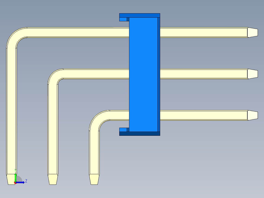 彩色公排针 100mil 2.54mm 系列-DS1022_blue_3x02p_100mil_TypeD_rev1.0左视图