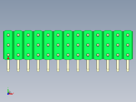 彩色公排针 100mil 2.54mm 系列-DS1022_green_3x13p_100mil_TypeD_rev1.0前视缩略图