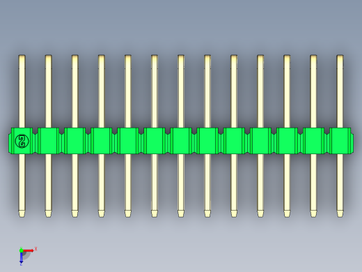 彩色公排针 100mil 2.54mm 系列-DS1022_green_3x13p_100mil_TypeD_rev1.0俯视缩略图