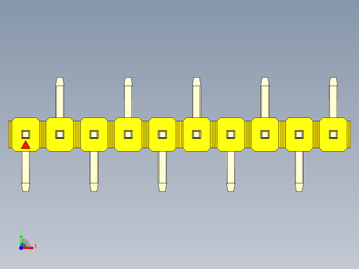 彩色公排针 100mil 2.54mm 系列-DS1022_yellow_10p_100mil_Type_SMT_R2_rev1.0前视缩略图