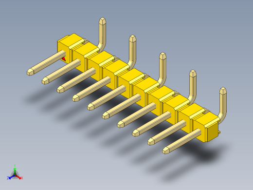 彩色公排针 100mil 2.54mm 系列-DS1022_yellow_10p_100mil_Type_SMT_R2_rev1.0正等轴测缩略图