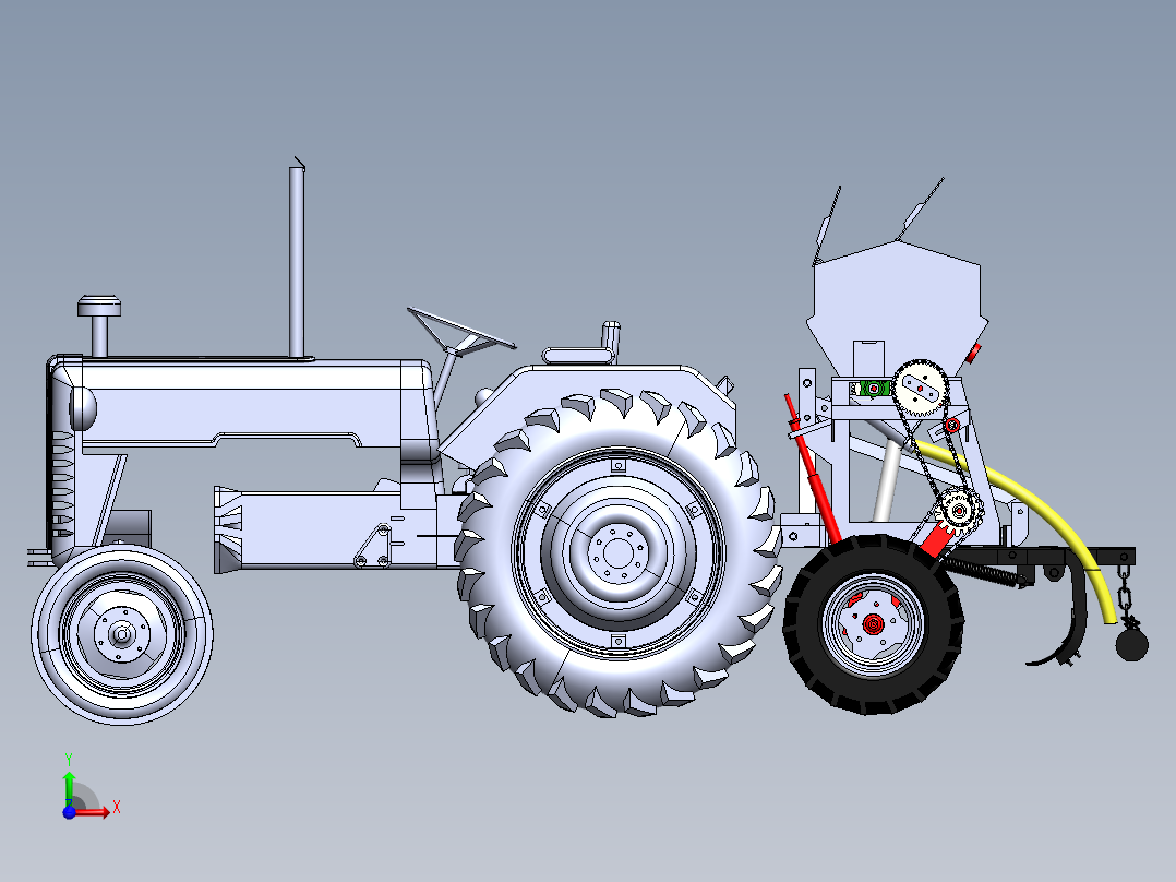 拖拉机播种机前视图