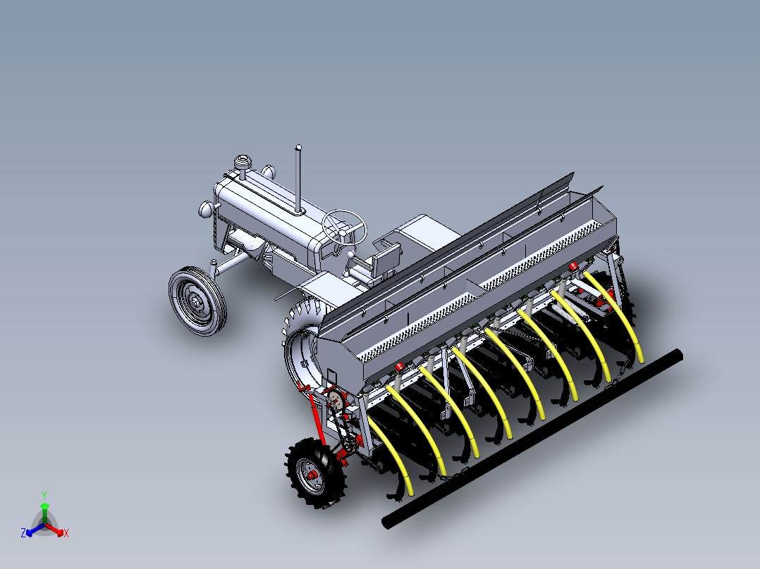 拖拉机播种机正等轴测图