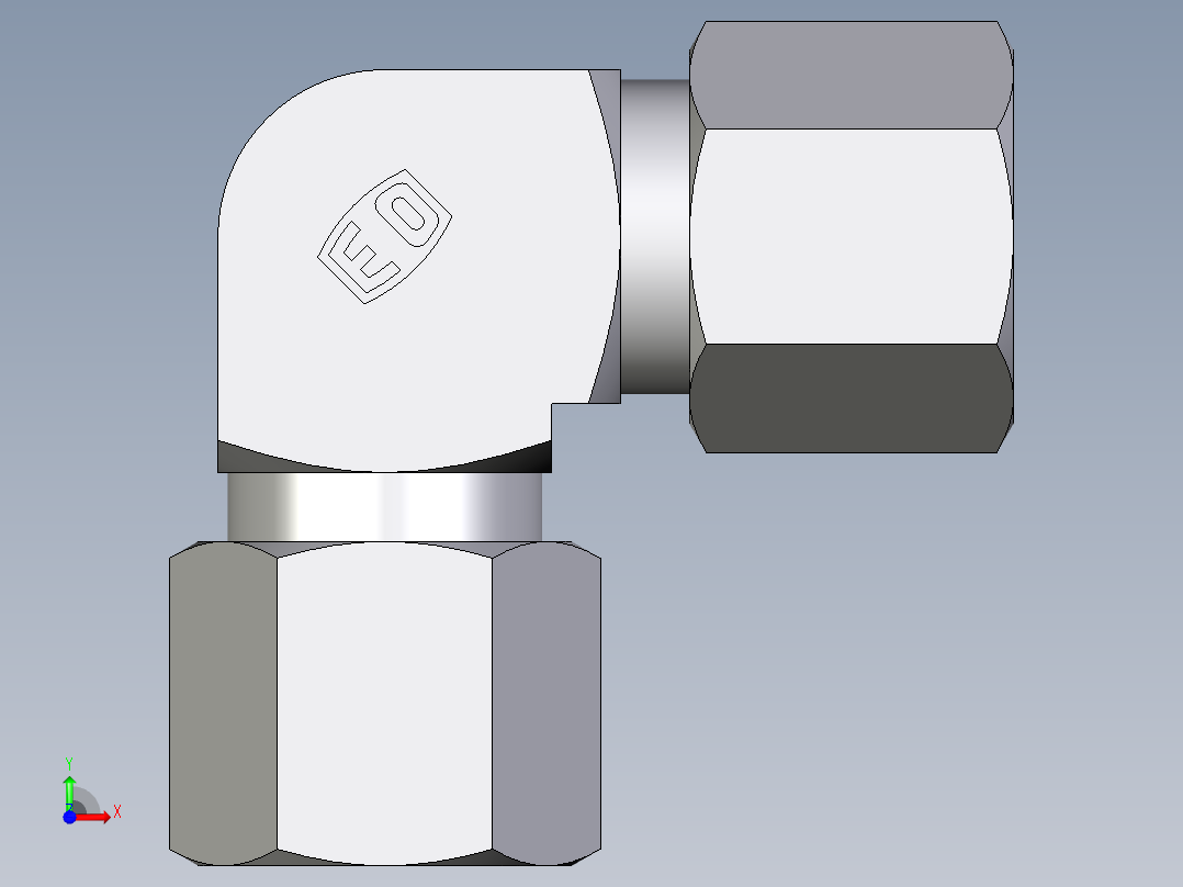 卡套式工业通用硬管接头EO_Union_elbow_W08ZSCF前视图