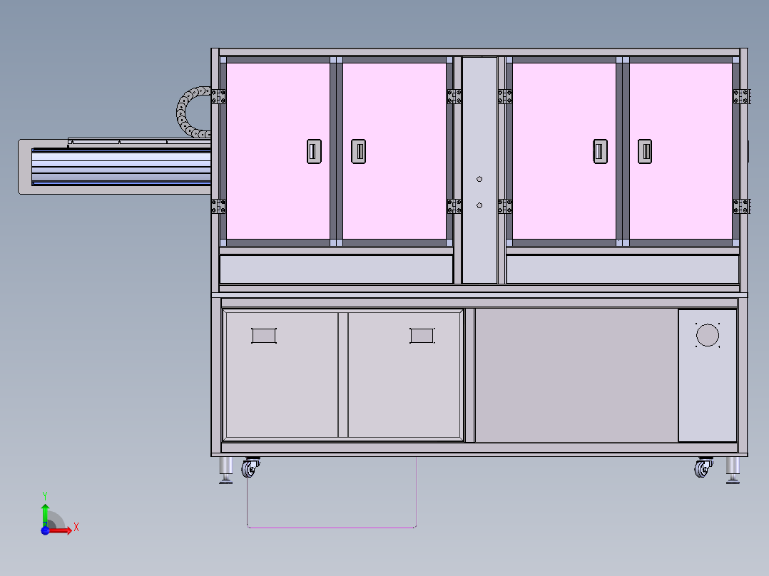 47寸panel 上料分盒设备3D数模图纸 Solidworks18设计 附STEP前视图