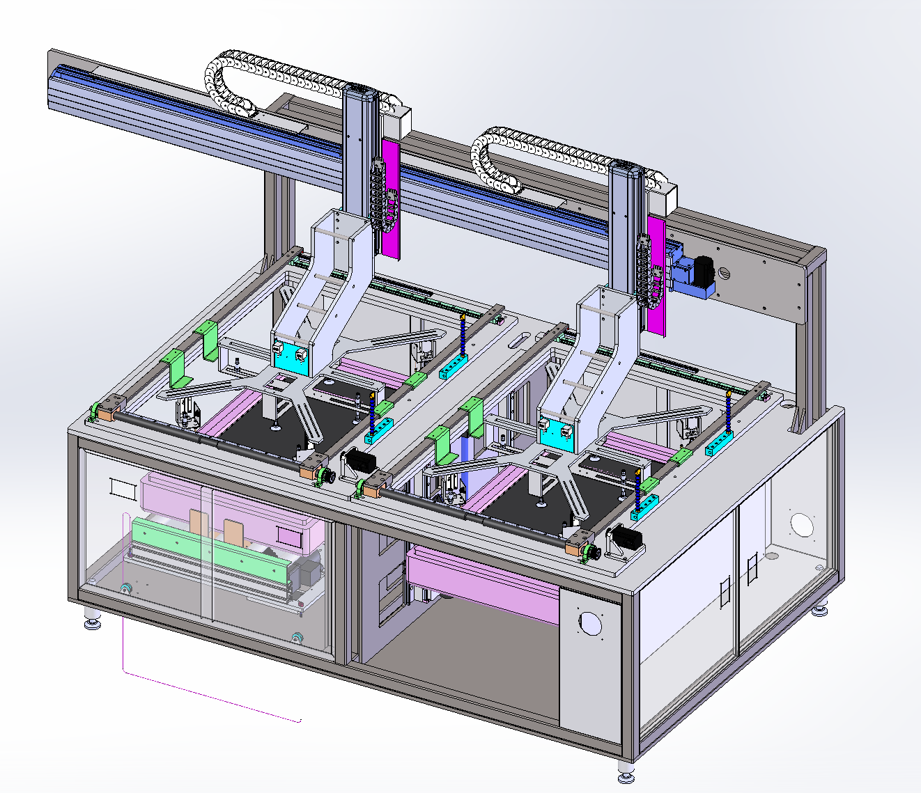 47寸panel 上料分盒设备3D数模图纸 Solidworks18设计 附STEP