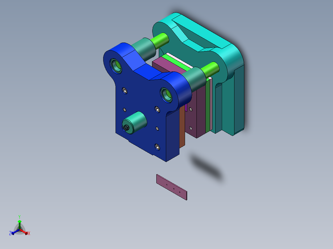 折弯翻孔件弯曲模(CAD图+SW三维)正等轴测图