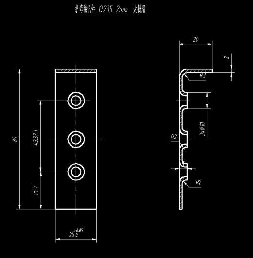 折弯翻孔件弯曲模(CAD图+SW三维)缩略图