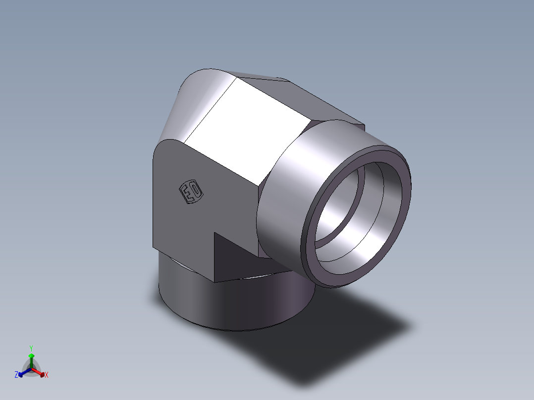 弯接头-W、1D9-52正等轴测图
