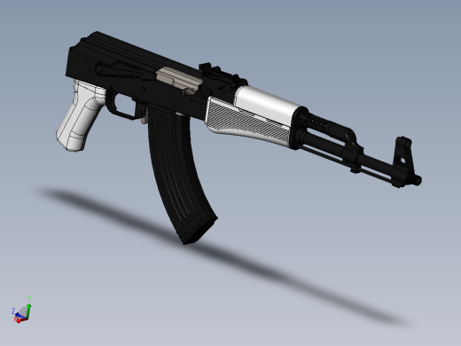 手枪左轮冲锋枪老式狙击步枪设计3D图纸AK47 SolidWorks