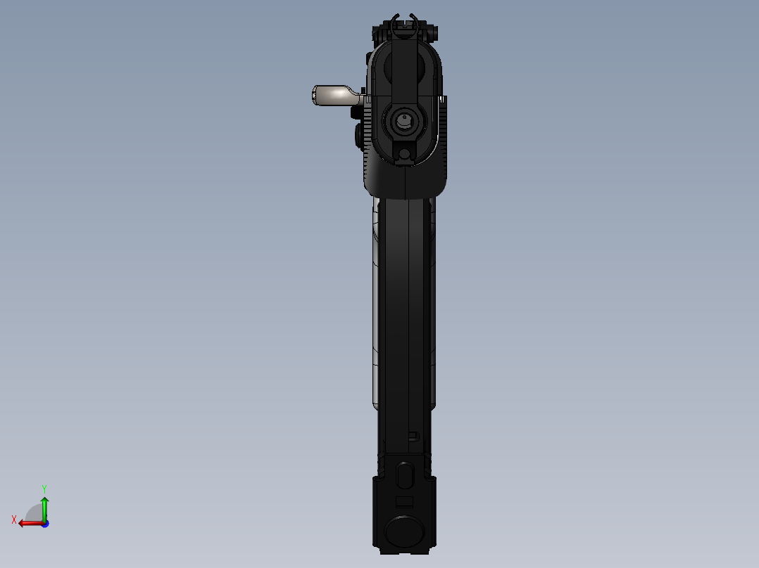 手枪左轮冲锋枪老式狙击步枪设计3D图纸AK47 SolidWorks后视图