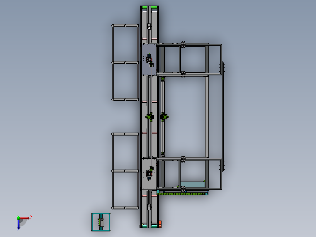 重载上料桁架机械手集成  sw18俯视图