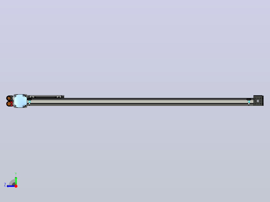 铝型材上带双齿皮带的线性块40x40 mm右视图