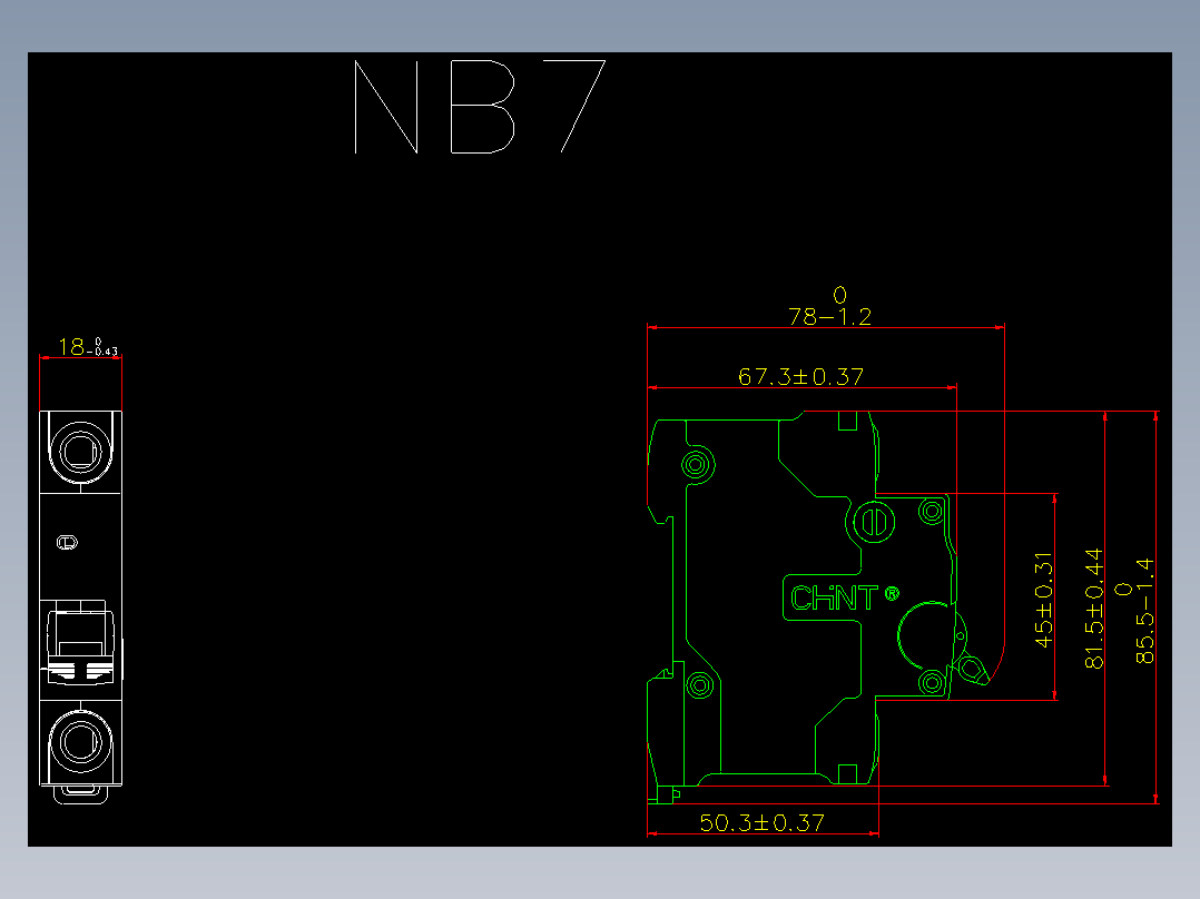 NB7 1P小型断路器外形安装尺寸图202202