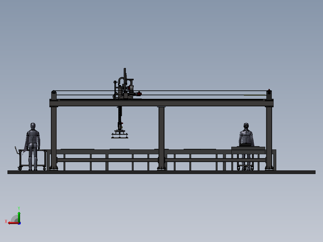J38 龙门机械手3D模型图纸 STEP格式后视图