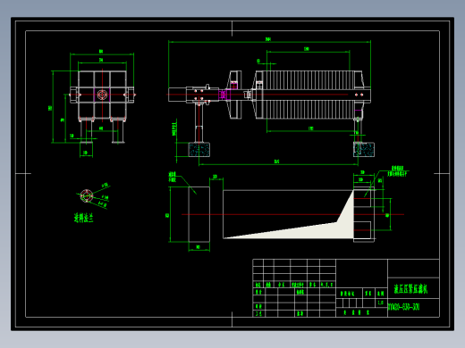 20平方XYM20-630-30U液压压紧板框压滤机图纸CAD厢式污泥过滤设备