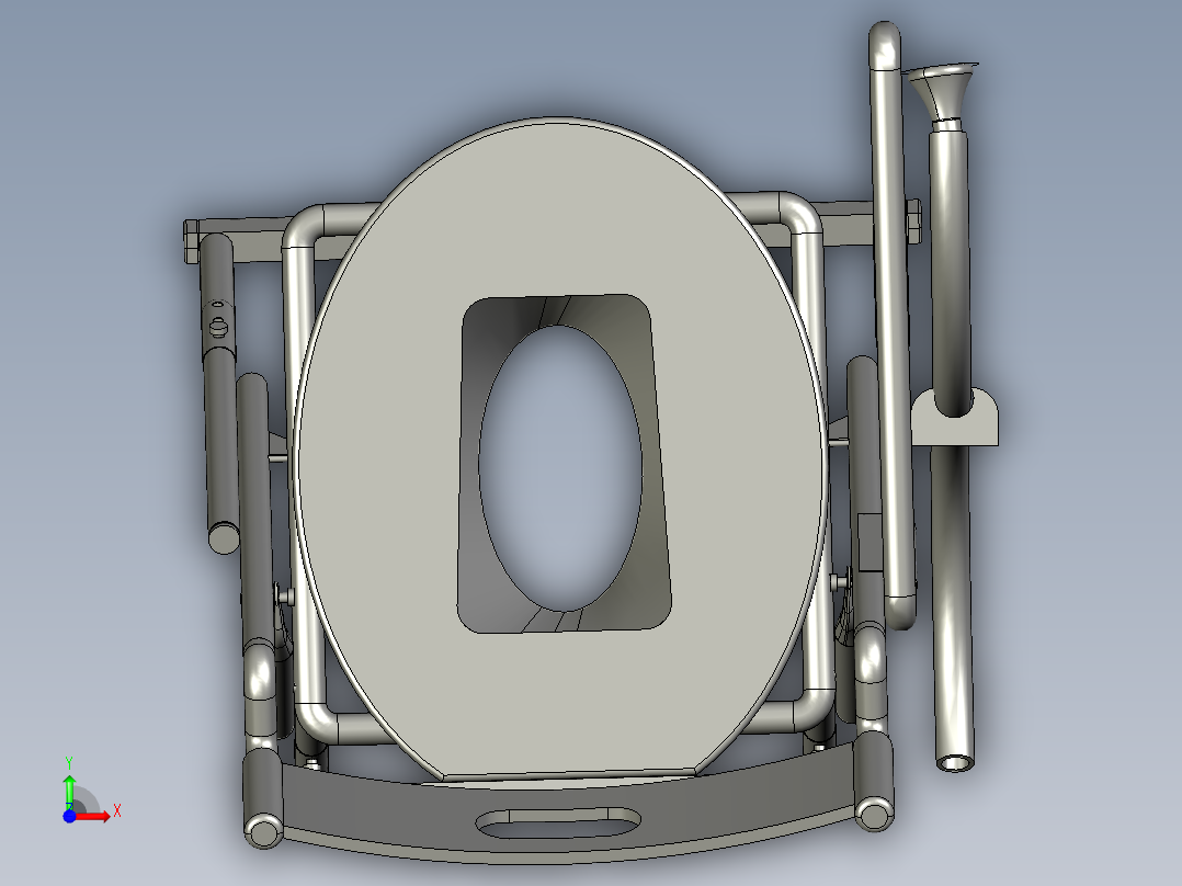 老年人坐便椅3D数模图纸 STP格式前视图