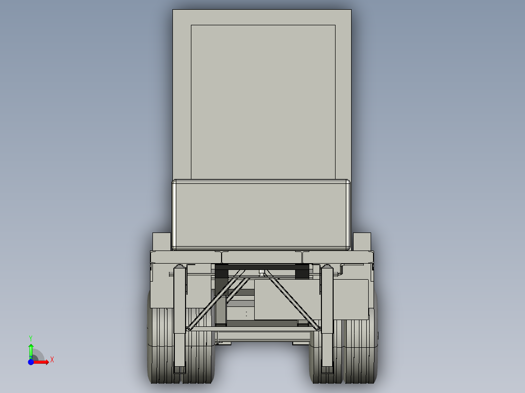 平床拖车单轴前视图