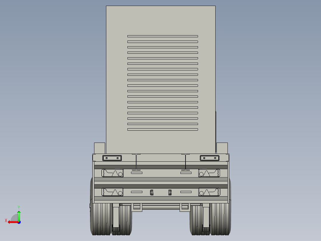 平床拖车单轴后视图