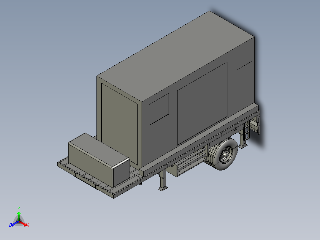 平床拖车单轴正等轴测图