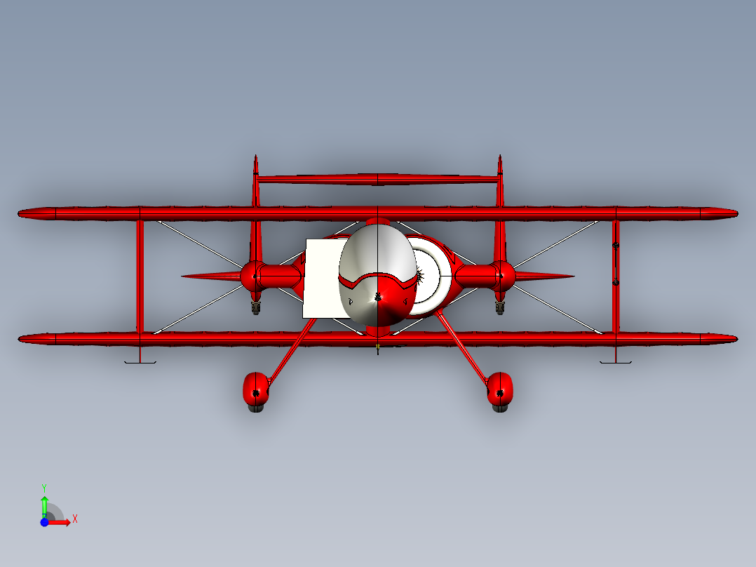 Oracle Challenger 2-2-1双翼飞机3D图纸 step格式前视图