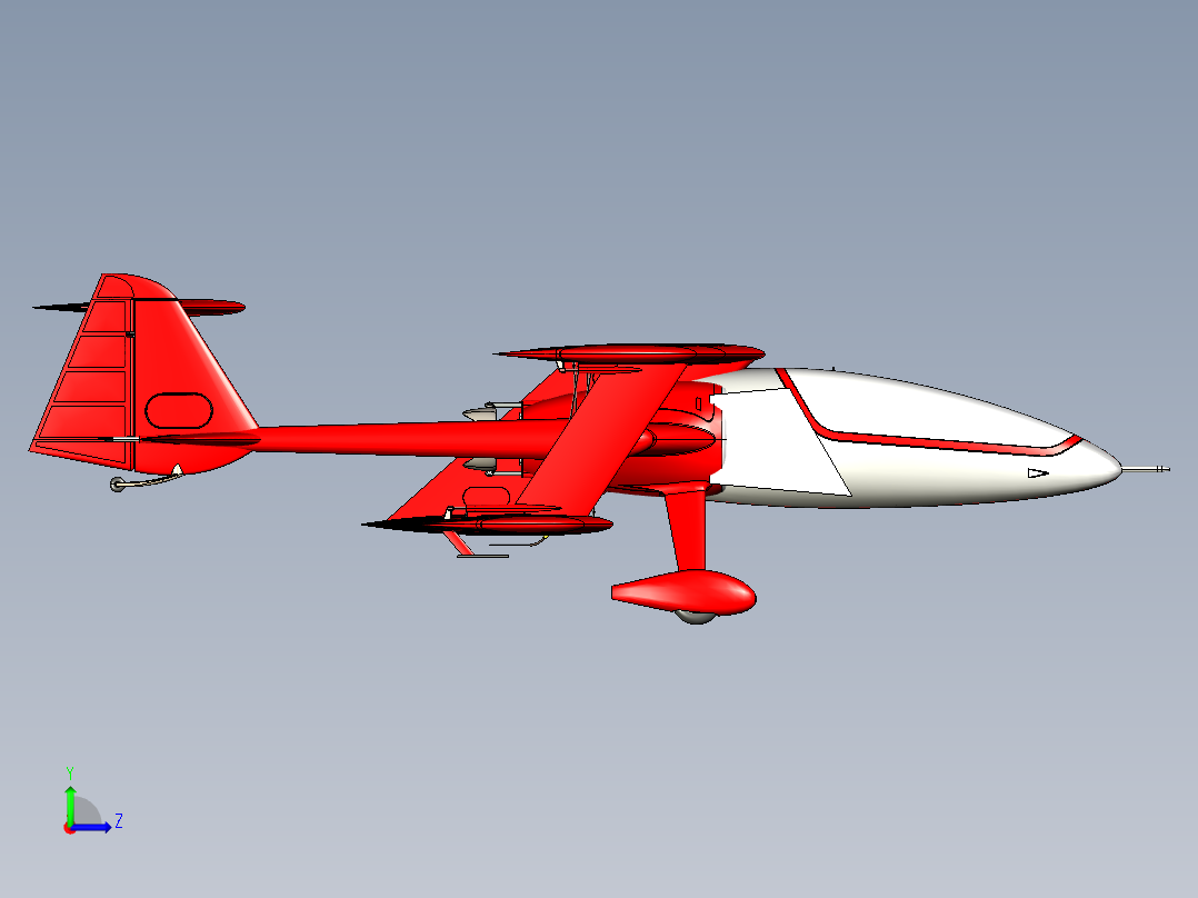Oracle Challenger 2-2-1双翼飞机3D图纸 step格式左视图