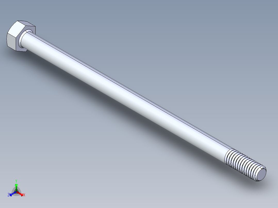 UNC 六角螺栓-Hex Bolt 0.3125-18 x 6正等轴测图