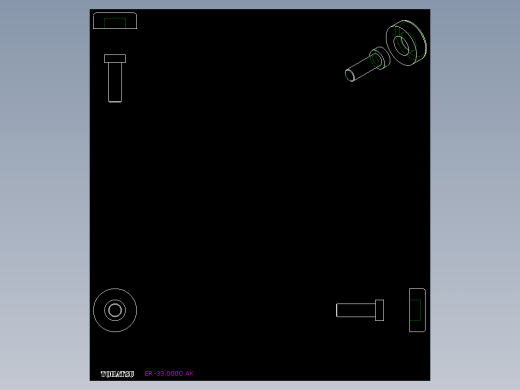 單一取手不銹鋼蓋與螺絲ER-2D多系列多零件图纸模型