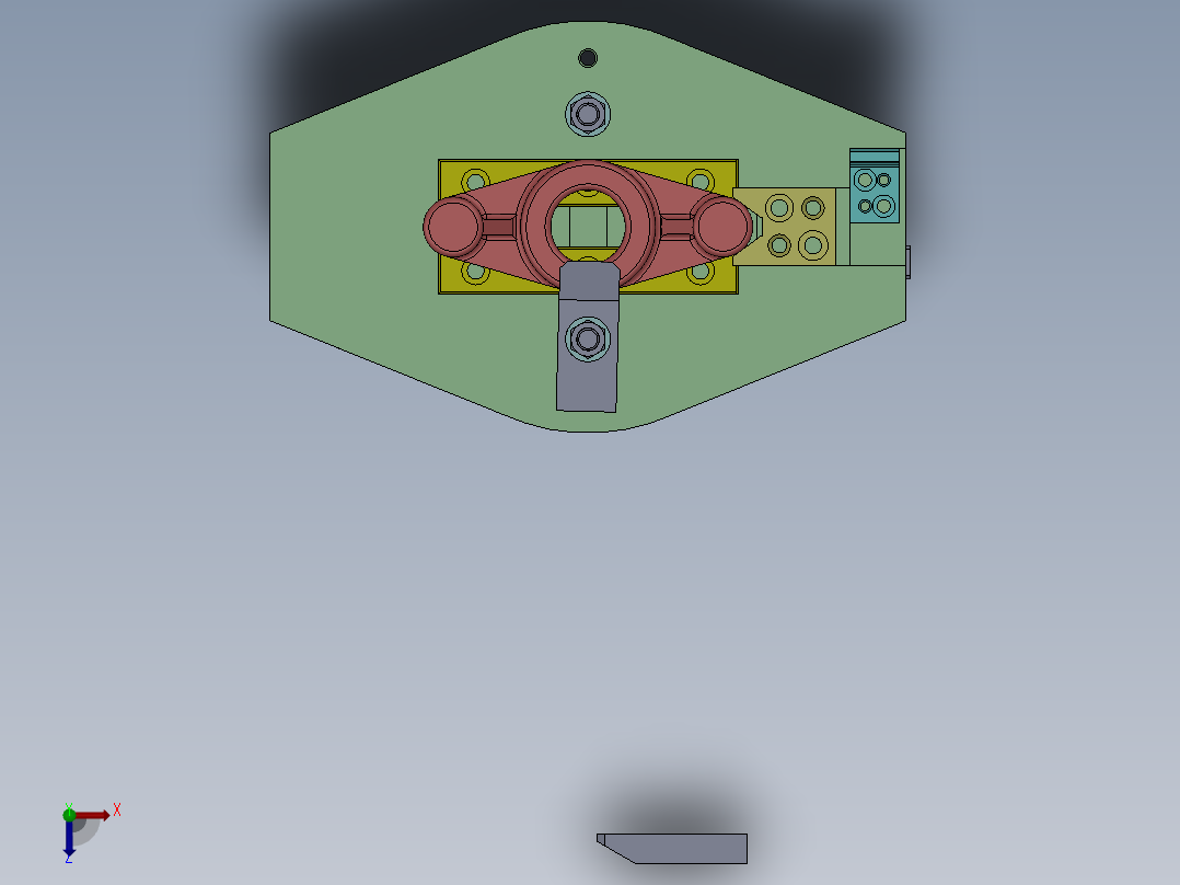 831008拨叉铣φ32外圆上端面三维SolidWorks图俯视图