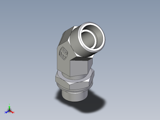 卡套式工业通用硬管接头EO_Adjustable_locknut_45_deg_elbow_VEE15LMOROMDCF正等轴测缩略图