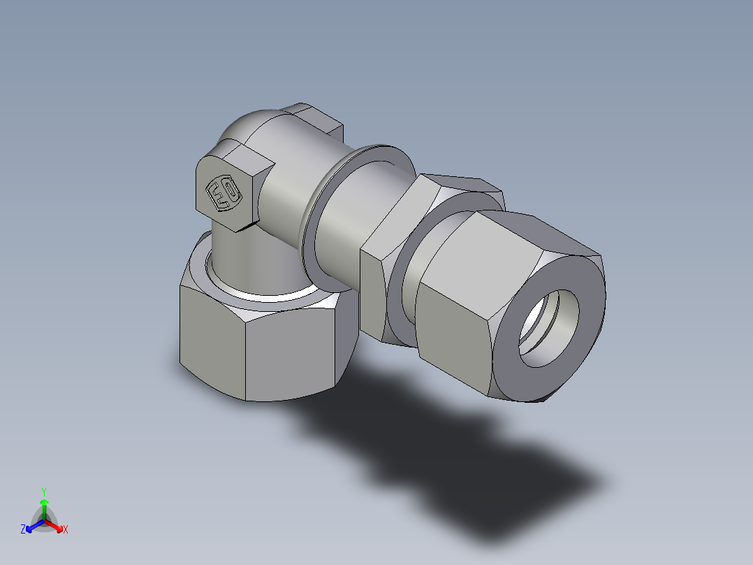 卡套式工业通用硬管接头EO_Bulkhead_elbow_WSV16S71正等轴测图