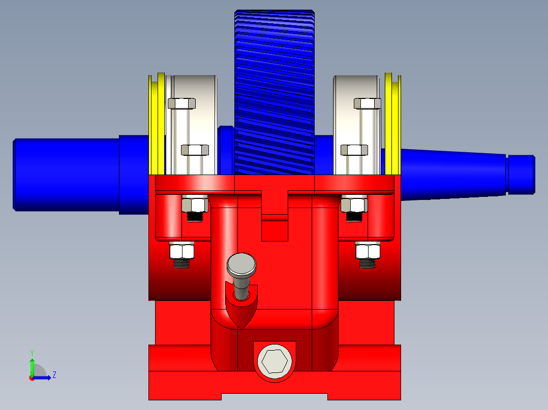 单级圆柱斜齿轮减速器单个三维图左视图